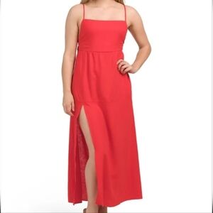 Show Me Your MuMu Julia Linen Maxi Vibrant Red Dress Medium